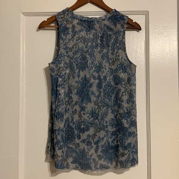 ✨ Anthropologie Shimmer Metallic Tank Top Sz S - Picture 5 of 8